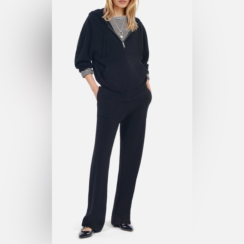 NWT The Kooples Cashmere and Wool Hoodie Sz M & Pants Sz L Set Black Oversized